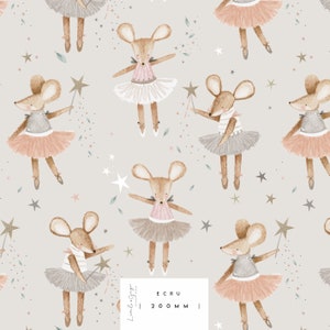 Dottie, Ballerina mouse, cutie, princess, Seamless Fabric Design,Repeat Tile, Pattern Lunoe