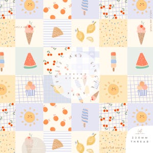Lemonade, quilt, summer, ice cream, patchwork, TOKEN, Non Exclusive Seamless Fabric Design,  Repeat Tile, Pattern