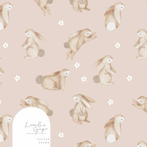 Bunnies, Floof simple, rabbits, spring, hop, Seamless Fabric Design,  Repeat Tile, Pattern Lunoe