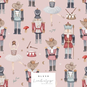 The Hall, ballerina, Nutcracker, Soldier, Mouse king, Seamless Fabric Design,  Repeat Tile, Pattern Lunoe