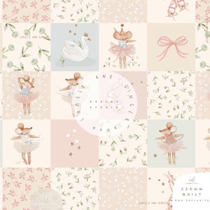 Dottie Mouse, Petite Pirouette, ballerina, princess, 3 FREE COORDS, quilt, patchwork, Seamless Fabric Design,  Repeat Tile, Pattern Lunoe