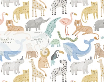 Jungle Fun, zebra, safari, elephant, Children's Fashion, clothes, Seamless Fabric Design, Repeat Tile, Pattern Non Exclusive