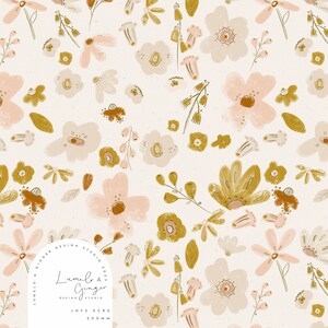 Posy, floral, Joys, Vintage, Bluebell, daisy, peony, Seamless Fabric Design,  Repeat Tile, Pattern Lunoe