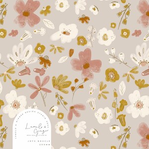 Posy, floral, Joys, Vintage, Bluebell, daisy, peony, Seamless Fabric Design,  Repeat Tile, Pattern Lunoe
