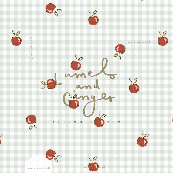 MINI, apple, fruit, summer, checker, seamless Fabric Design, Repeat Tile, Pattern Lunoe