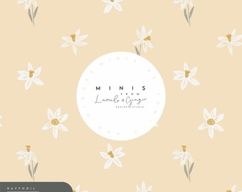 MINI, Spring Daffodil, flower, wildflower,  simple Seamless Fabric Design, Meadow,  Repeat Tile, Pattern Lunoe