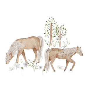 Hest, horse, pony, field, meadow, Fabric PNG sublimation file, Transfer, Heat transfer design