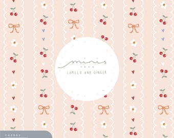 MINI, fruit, ribbon, fun, abstract, check, cherry,  simple Seamless Fabric Design,  Repeat Tile, Pattern Lunoe