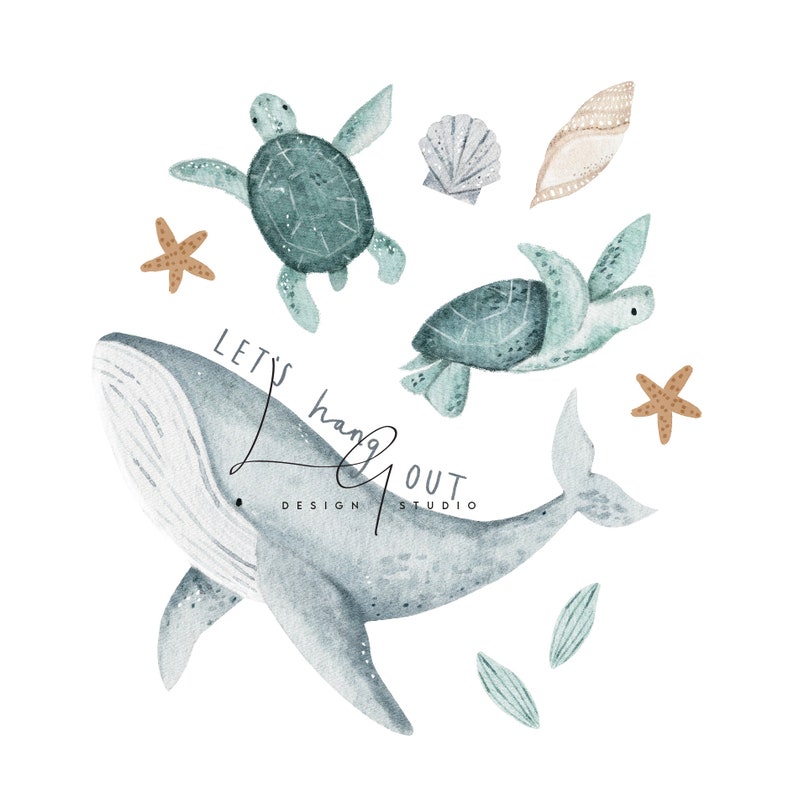12 Sheets Ocean Themed Wrapping Paper - Whale, Turtle Sea Creature Patterns, 19.7" X 27.6"