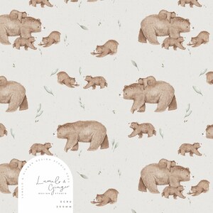 Mama bear, bear design Seamless Fabric Design,  Repeat Tile, Pattern Lunoe