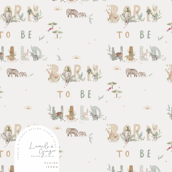 Typ-ed born to be wild, safari Seamless Fabric Design,  Repeat Tile, Pattern Lunoe