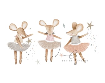 Muis ballerina Trio stof PNG sublimatie bestand, overdracht, warmteoverdracht ontwerp