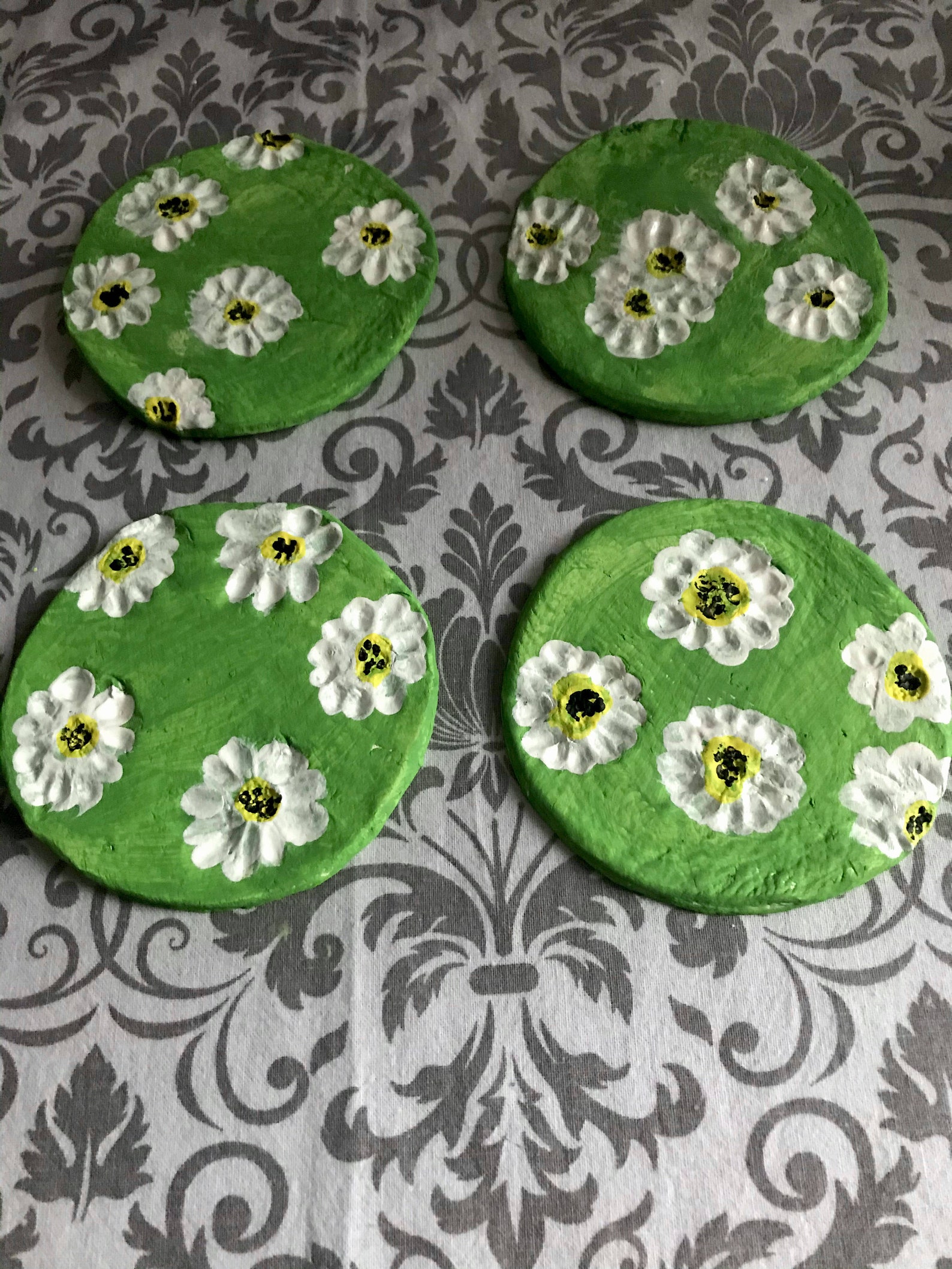 Modern Floral Clay Coaster / Set of 4 Coasters Etsy