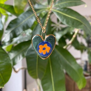 Heart Ceramic Pendant - Handmade Charm