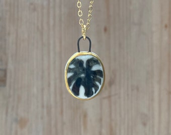 Monstera Ceramic Pendant