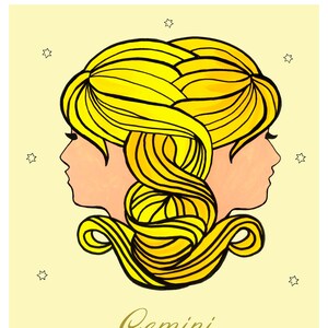 Gemini Art Print | Zodiac Sign Print | Astrology Art