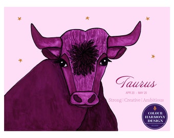 Taurus Art Print | Zodiac Sign Print | Astrology Art