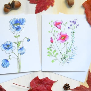 Assorted Note Card | Floral Cards | Bird Cards | 3 Blank Note Cards Size 5.5 x 4