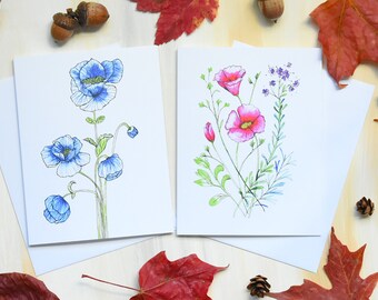 Assorted Note Card | Floral Cards | Bird Cards | 3 Blank Note Cards Size 5.5 x 4