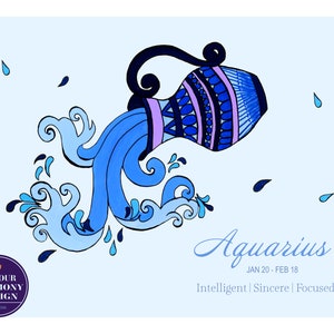 Aquarius Art Print | Zodiac Sign Print | Astrology Art