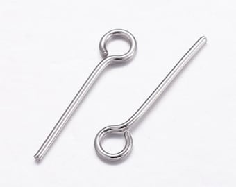 100 x Strong Stainless Steel Eye Pins 20g 0.8mmThick x 42mm