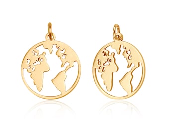 5 x World Map Gold Toned Stainless Steel Charm / Pendant suitable for jewellery making, earrings, bracelet charms or necklace pendants