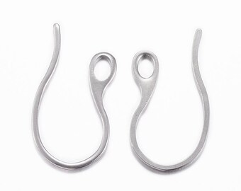 5 Pairs (10 Pcs) x 304 Stainless Steel Earring Hooks 18mmx15mmx0.8mm