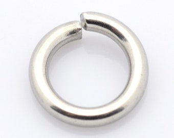 100+ 8mmx1.3mm Stainless Steel Open Jump Rings with a 5.4mm inner diameter