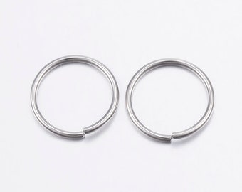 200+ 12mmx1mm Stainless Steel Heavy Duty Open Jump Rings with a 10mm inner diameter