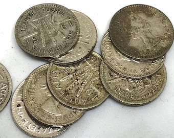 オーストラリア 3ペンス硬貨 1951～1957年 銀貨 3ペンス - 切り売り