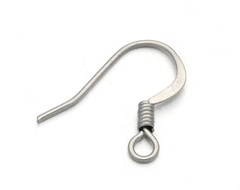 10 pairs (20 ear hooks) of 16mmx14.5mm Stainless Steel Earring Hooks, Pin 0.6mm