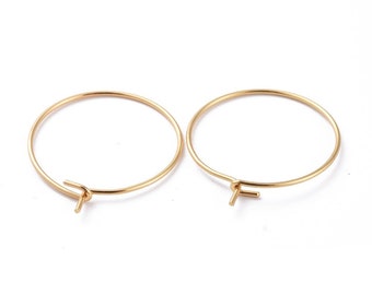 10 Pairs (20 earrings) 20mm Hypoallergenic Gold Toned 304 Stainless Steel Hoop Earrings