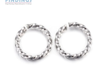 20 x 10 mm x 1,3 mm (calibre 16) anéis de salto abertos torcidos de aço inoxidável com diâmetro interno de 8 mm