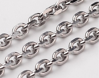 1 m x 304 Stainless Steel Rolo Chain  - Hypoallergenic