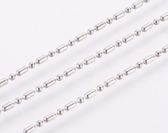 1 m x Stainless Steel Ball Chain  - Hypoallergenic