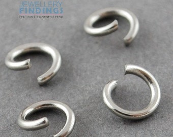 100+ 4mmx0.8mm (20 gauge) Stainless Steel Open Jump Rings with a 2.4mm inner diameter