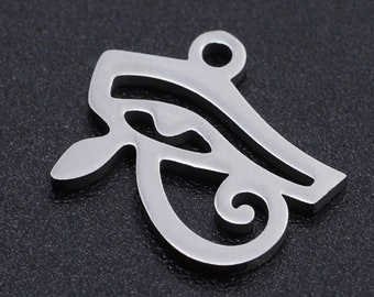 5 x Ojo de Horus amuleto de acero inoxidable o colgante - perfecto para hallazgos de pendientes, amuletos o colgantes