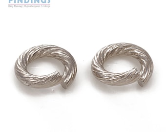 10 x 10 mm x 2 mm (calibre 12) anéis de salto abertos torcidos de aço inoxidável com diâmetro interno de 6 mm