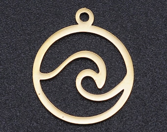 5 x Wave Gold Toned Stainless Steel Charm or Pendant - perfect for earring findings, charms or pendants