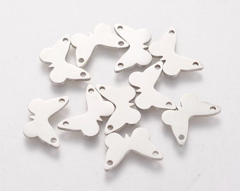 5 x Butterfly Shaped Stainless Steel Charm, pendant or earring findings