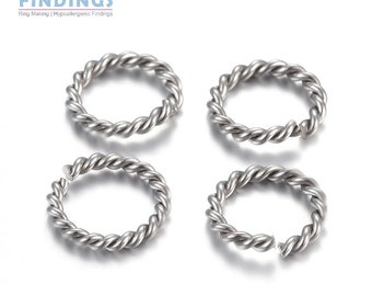 Anéis de salto abertos torcidos de aço inoxidável de 20 x 10 mm x 1,5 mm com diâmetro interno de 7 mm