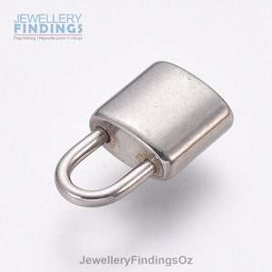 5 x Padlock Stainless Steel Charm / Pendant suitable for jewellery making, earrings, bracelet charms or necklace pendants