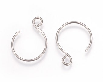 10 Pairs (20 Pcs) 14mm x 18.5mm Stainless Steel Earring Hooks, Ear Wires