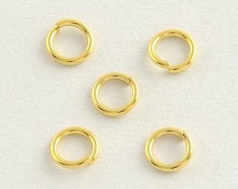100x5mmx0.8mm 304 Stainless Steel Gold Coloured 18k Plated Open Jump Rings with a 3.4mm inner diameter