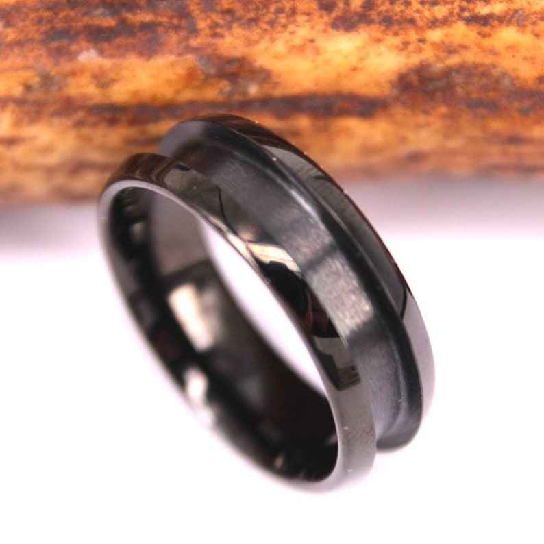 4mm Black Ceramic Ring Blank Core with 2mm channel suitable for ring inlays