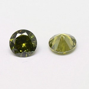 25 x Olive Coloured Cubic Zirconia Cabochons, Grade A, Faceted, Diamond, 5x3mm