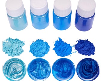 4 x Blauw gekleurd micapoeder (verschillende tinten)