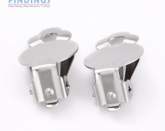 5 Pairs (10 earrings) of 12mm pad 304 Stainless Steel Clip-on Earring Findings