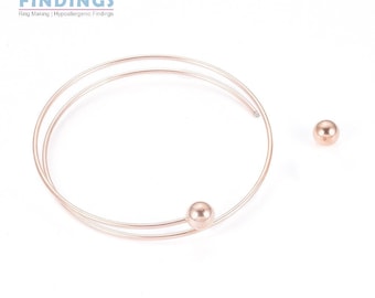 2 / 5 / 10 x 6.5cm inner diameter rose gold toned 304 Stainless Steel Cuff Bangle for creating your designs or adding your favourite charms.