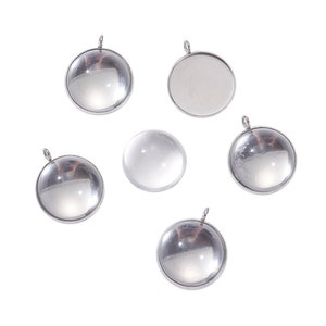5 Sets of 18mm Stainless Steel Cabochon Pendants - Hypoallergenic